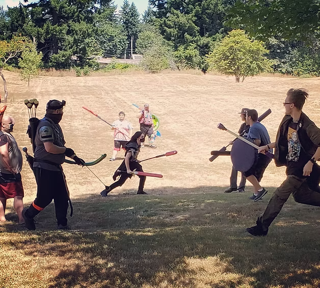 The Kingdom Boffer Association engaging in mock battle